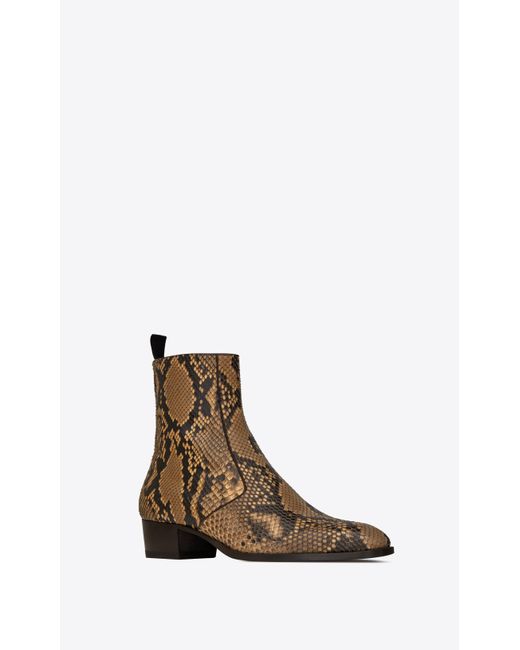 Saint Laurent Leather Wyatt Zipped Boots In Python in Brown for Men Lyst