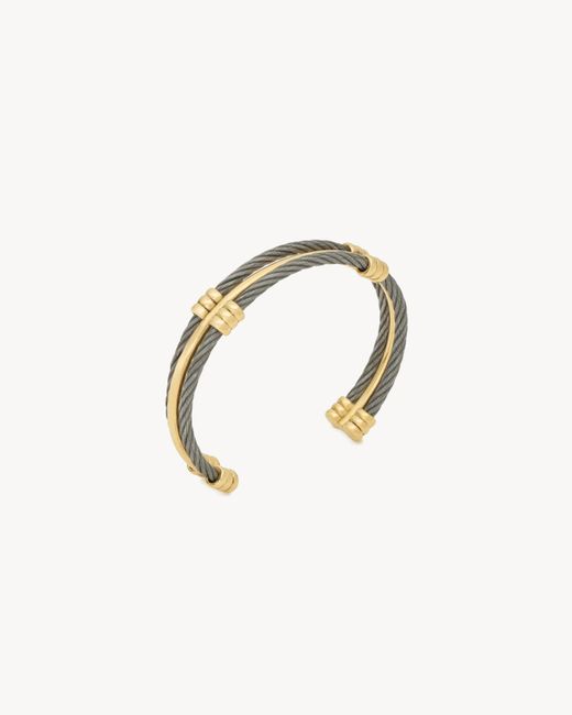 Saint Laurent Metallic Double Cable Cuff for men