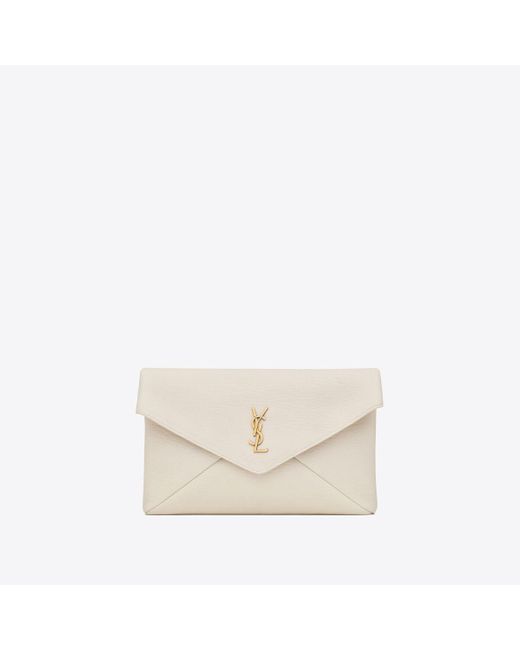 Saint Laurent White Cassandre Large Envelope Pouch