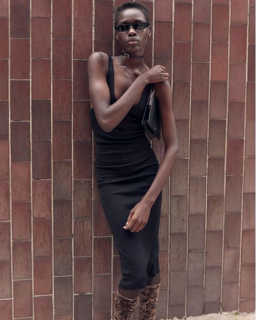 Saint Laurent Tank Top Dress In Ribbed 
