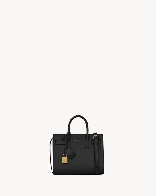 Sac De Jour En Cuir Lisse Saint Laurent en coloris Black