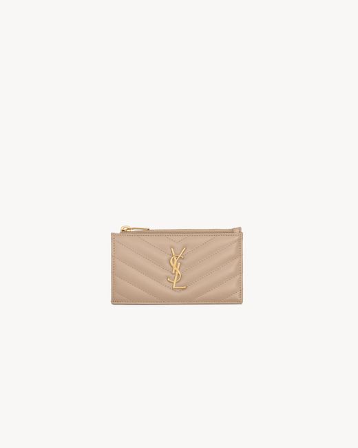 Saint Laurent Natural Cassandre Matelassé Fragments Card Case
