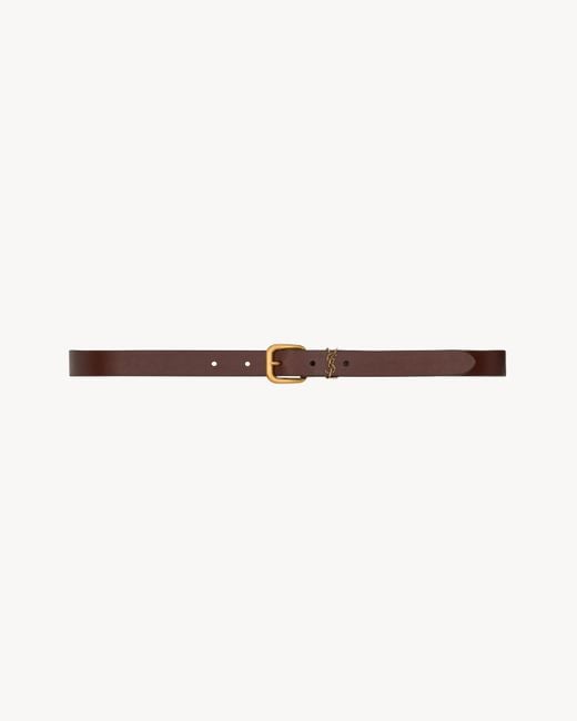 Saint Laurent Natural Cassandre Rectangular Buckle Belt for men