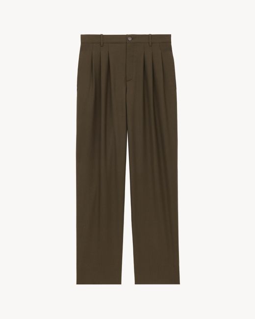 メンズ Saint Laurent ウールギャバジン製 バギーパンツ グリーン Green