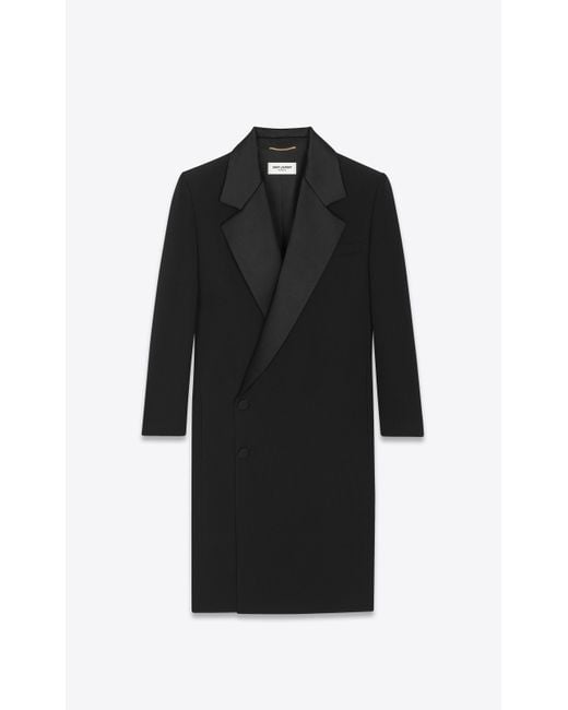 Saint Laurent Tuxedo Dress In Grain De Poudre in Black | Lyst