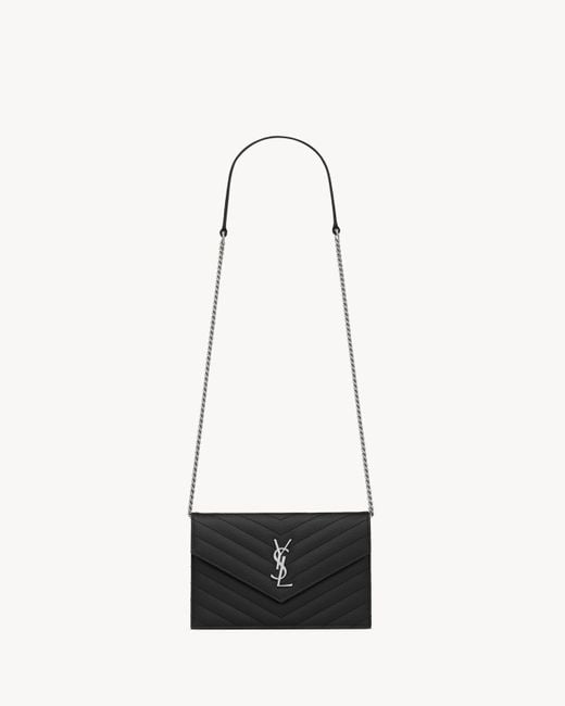 Saint Laurent White "Envelope" Mini Pochette With Chain