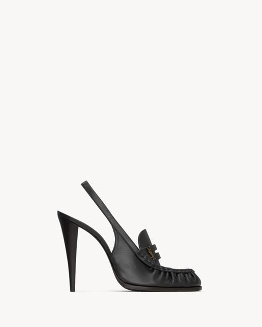 Saint Laurent White Le Loafer Slingback Pumps