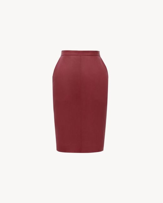 Saint Laurent Red Cassandre Pencil Skirt