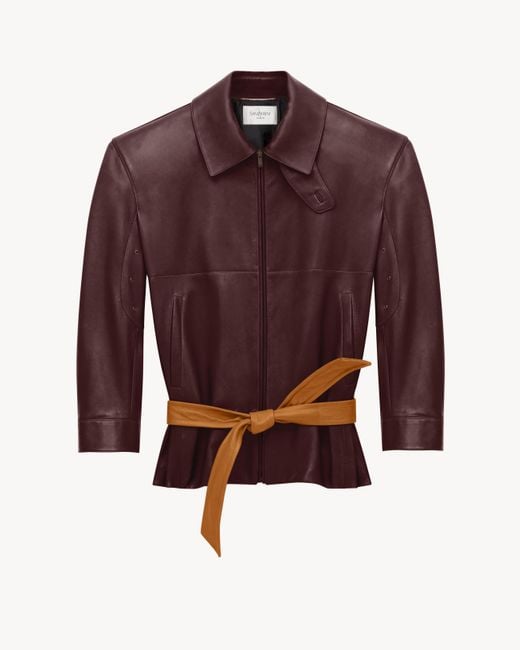 Giacca Con Cintura di Saint Laurent in Red