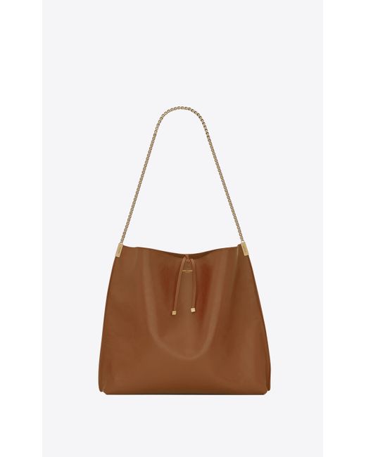 Saint Laurent Brown Suzanne Medium Hobo Bag In Smooth Leather