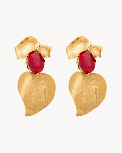 Saint Laurent Pink Saint Laone Sizerent Petal Earrings