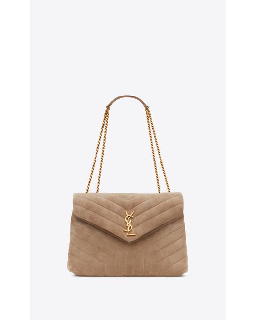Saint Laurent Leather Loulou Medium Chain Bag In "y"quilted Suede in