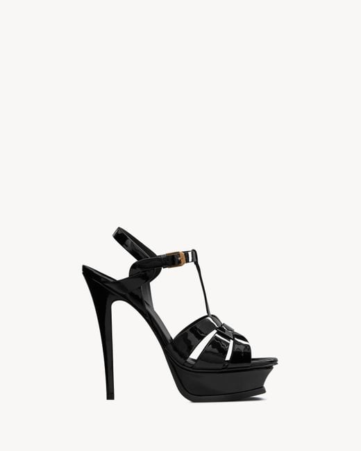 Saint Laurent Black Tribute Platform Sandals