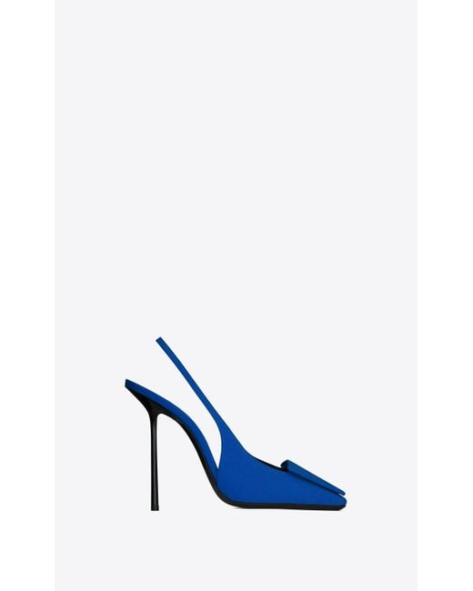 Saint Laurent Blue Maxine Slingback Pumps In Crepe De Chine