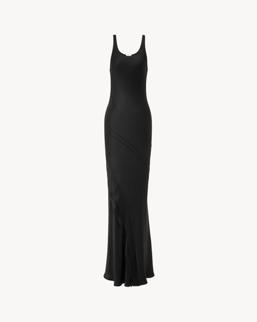 Robe Débardeur En Satin De Soie Saint Laurent en coloris Black