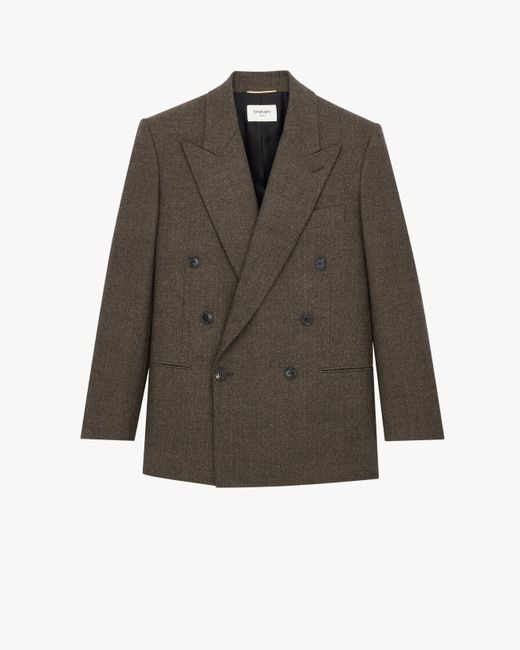 Saint Laurent Gray Double-Breasted Jacket