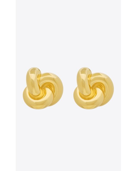 Saint Laurent Yellow Knot Earrings In Metal