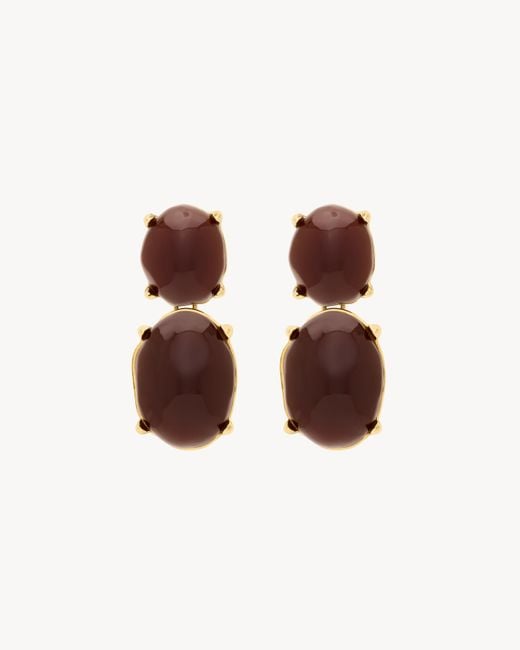 Orecchini Pendenti Con Cabochon di Saint Laurent in Brown