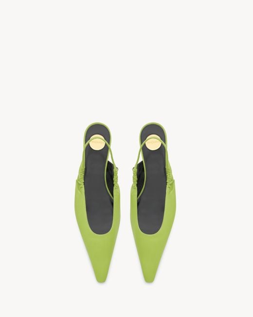 Saint Laurent Green Anne-Marie Slingback Flats