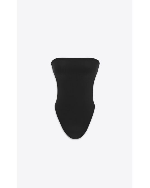 Saint Laurent Black Strapless Cutout Swimsuit