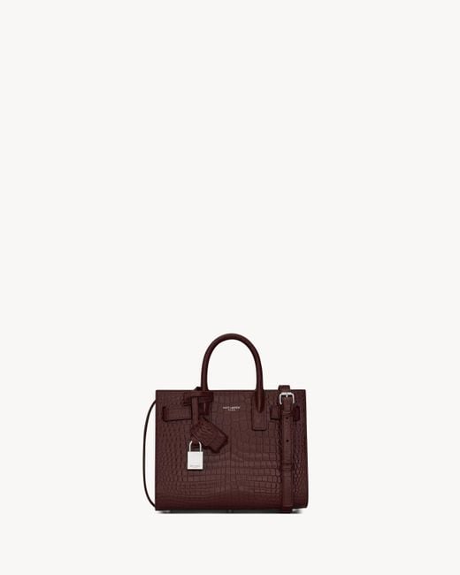 Saint Laurent Saint Laone Sizerent サック ド ジュール ナノ(クロコダイルエンボスレザー) Brown