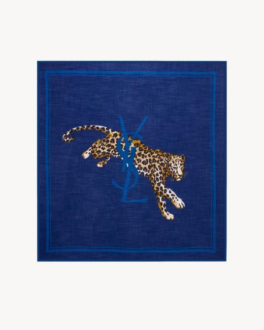 Saint Laurent Blue Cassandre Square Scarf
