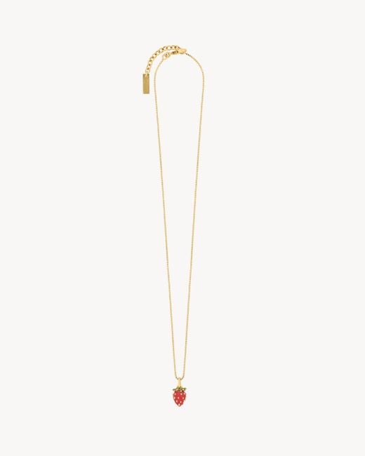 Saint Laurent White Strawberry Necklace