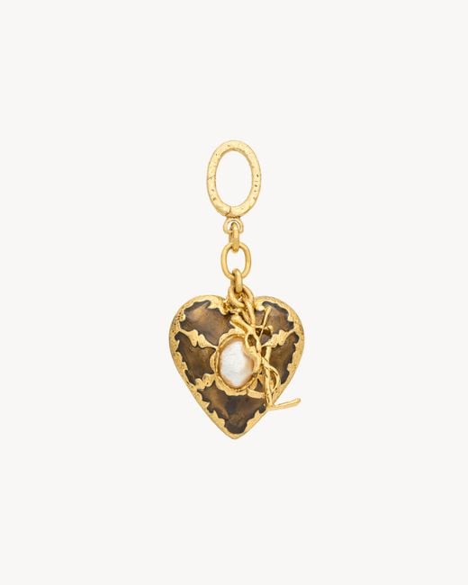 Saint Laurent Metallic Cassandre Heart Bag Charm