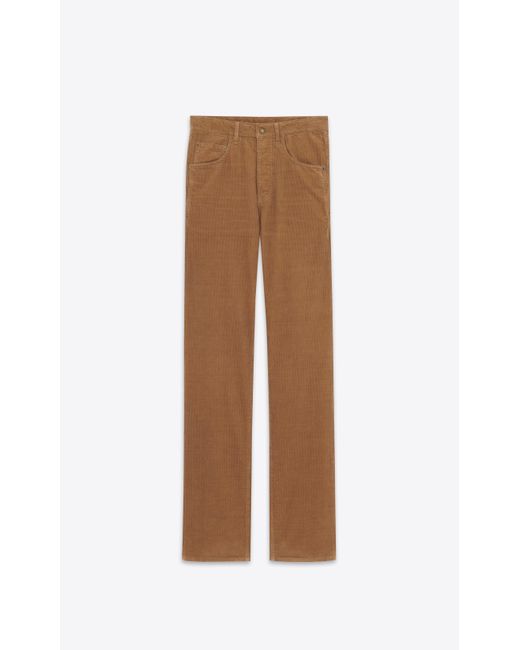 Saint Laurent White Long baggy Jeans In Fall Leaf Corduroy