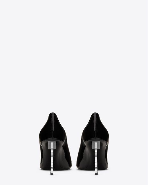 Saint Laurent Black Opyum Pumps In Patent Leather With Silver Tone Heel