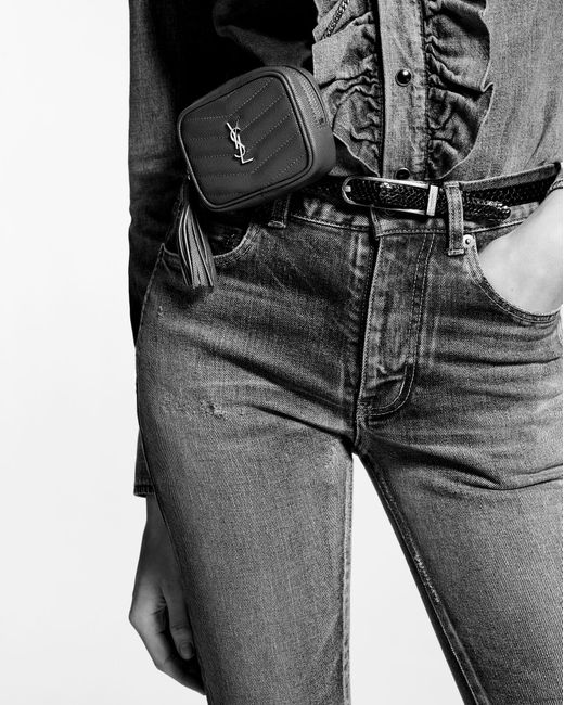 Saint Laurent Leather Baby Lou En Cuir Matelasse Et Embosse Grain De Poudre In Black Lyst