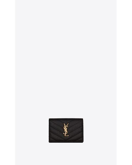 Saint Laurent Cassandre Matelassé Business Card Case In Grain De Poudre