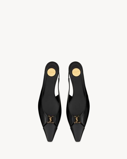 Saint Laurent Black Babylone Slingback Flats