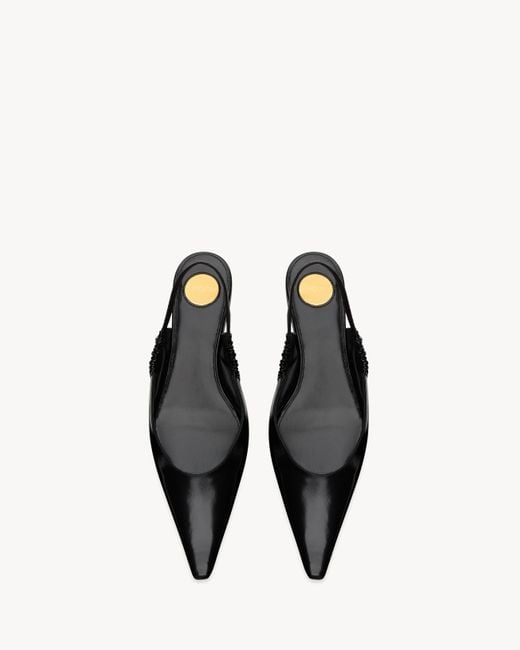 Saint Laurent Black Anne-Marie Slingback Flats
