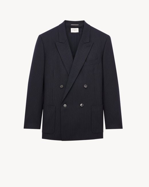 Saint Laurent Blue Double-Breasted Jacket for men