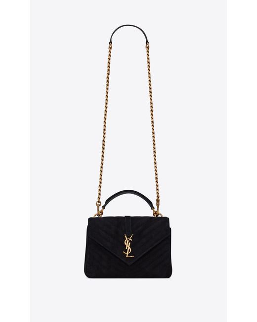 Saint Laurent College Medium Chain Bag In Mix Matelassé Corduroy in