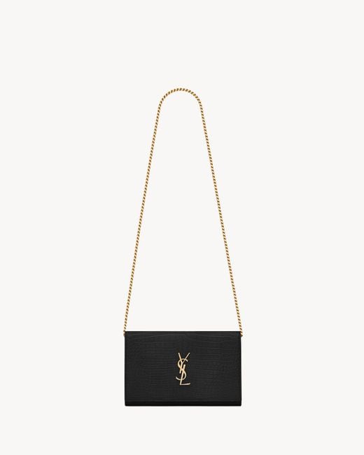 Saint Laurent White Cassandre Chain Wallet