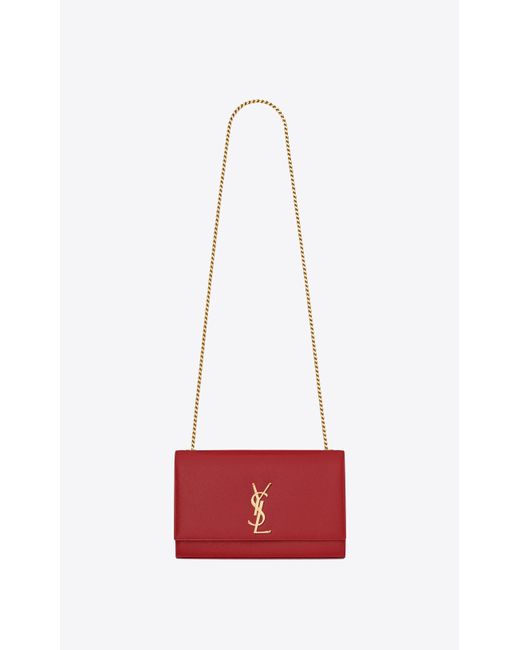 Saint Laurent Mittlere kate satcheltasche aus rotem leder mit struktur