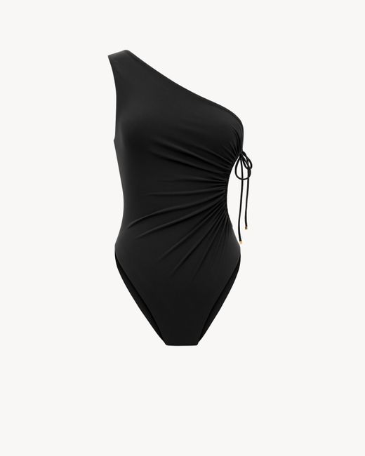 Saint Laurent Black One-Shoulder Swimsuit