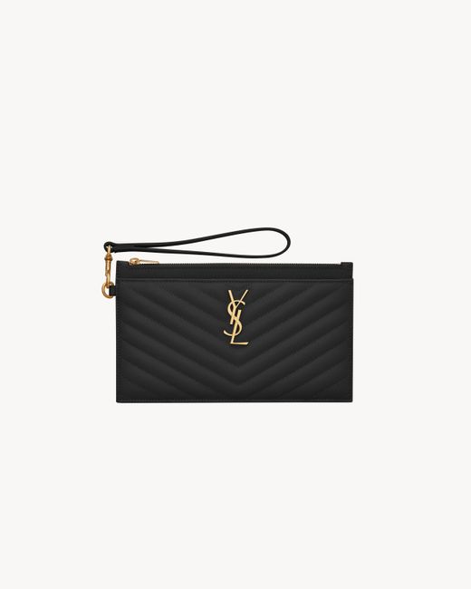 Saint Laurent Black Cassandre Matelassé Large Pouch