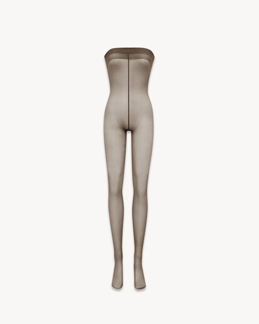 Saint Laurent Brown Jumpsuit Tights Amber