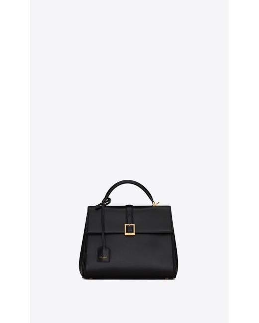 Saint Laurent Black Le Fermoir Small Top Handle Bag