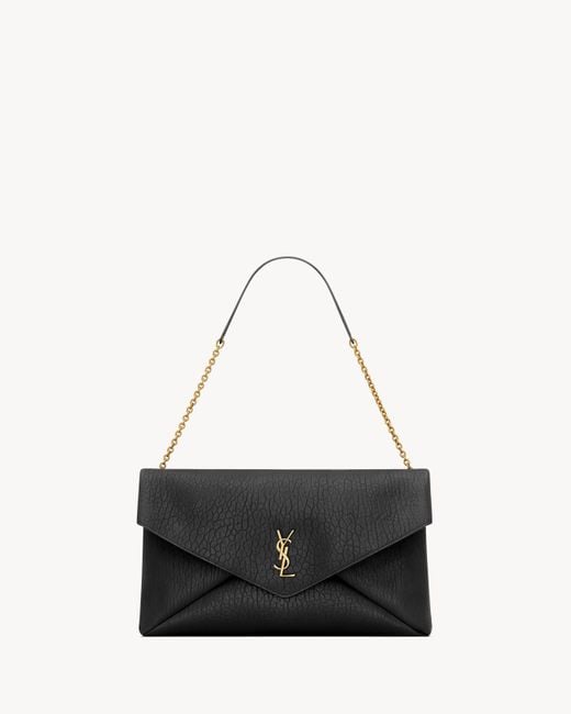 Saint Laurent White Cassandre Xxl Envelope Pouch On Chain