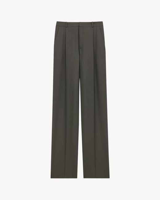 Pantalon En Gabardine De Laine Saint Laurent en coloris Gray