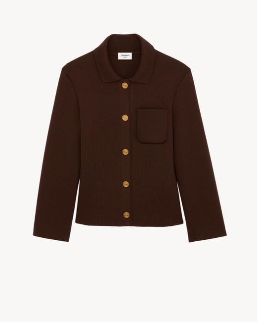 Saint Laurent Brown Polo Cardigan