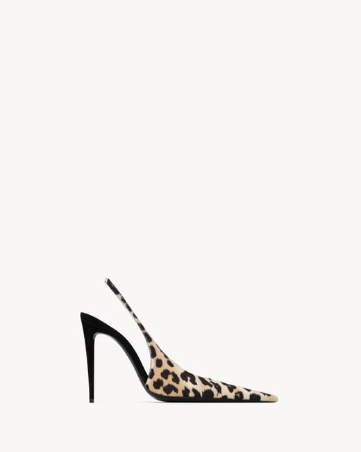 Saint Laurent White Guermantes Slingback Pumps
