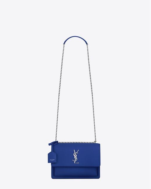Saint Laurent Medium Sunset Bag In Royal Blue Leather