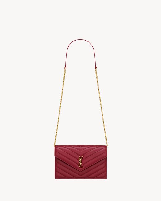 Saint Laurent White Cassandre Envelope Chain Wallet
