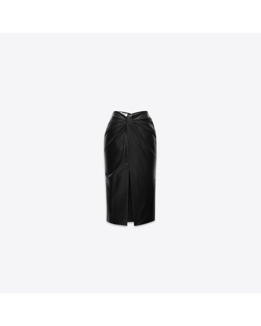 Saint Laurent Black Twist Pencil Skirt