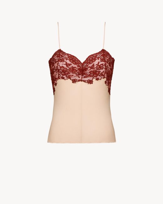 Saint Laurent Red Laced Camisole